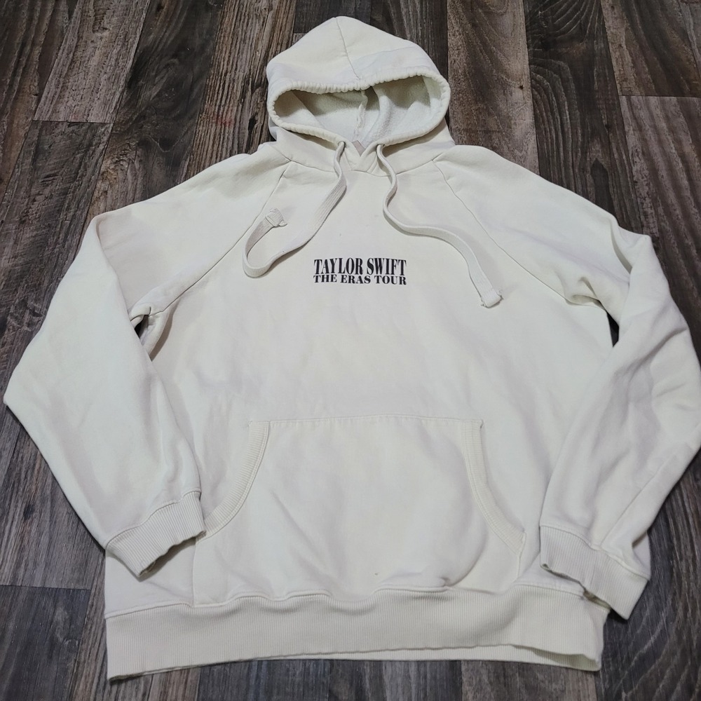 Taylor Swift The Eras Tour Oversized Relaxed Cream Concert Hoodie Size Large